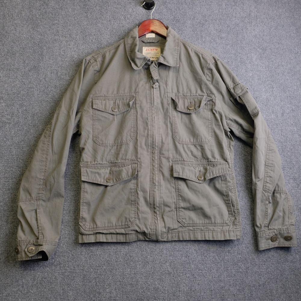 J Crew Jacket Mens Medium Green Broken In Chore Jacket Utility Military Grunge